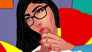Mia Khalifa&#039_s perfect bubble booty cartoon parody blowjobs and wet ass pussy - full vid in Red