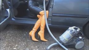 Car vacuuming with designer overknee boots  - full clip - (1280x720*wmv)