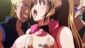 Crazy scientist conducts sex experiments with a busty hentai slut and checks her holes for strength