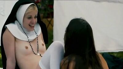 Naughty nuns are having steamy lesbian sex in the garden