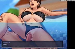 Big-titted stepsis gets pounded in the pool | Summertime Saga Part 25