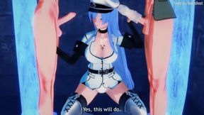 Esdeath daydreams about femdom, then acts on it with two prisoners
