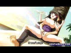 Swimsuit hentai with bigboobs fingering pussy and standing