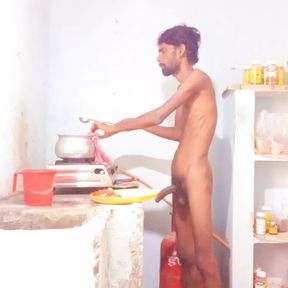 Hot boy Rajeshplayboy993 Cooking video part 2. Fingering in the ass, masturbating big nice cock