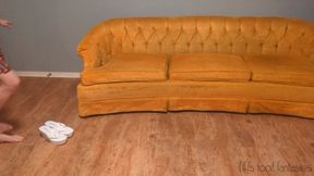 Fifi tries again to walk on slippery monster slime covered floor wearing modified platform wedge flip flops *discounted replay in case you missed it**