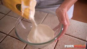 big boobed babe chloe lamour experiments with food giving neighbour a messy titjob