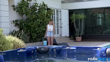 Horny blonde teen Viviania gets her pussy licked and fucked in the hot tub GP1159