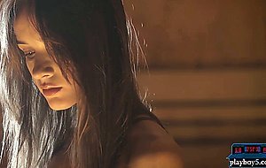 Petite body teen Vi Shy shows off during sauna play