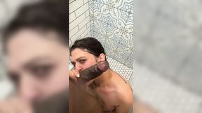 Sexy siren suds up for surprise blowjobs in the steamy shower&#x1F6BF; between takes