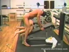 Masked Brunette Gets Her Hole Fucked All Over the Gym