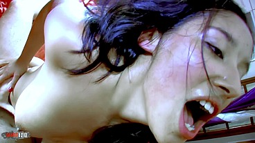 My first porn video with French actress Dolce Elektra on the bed