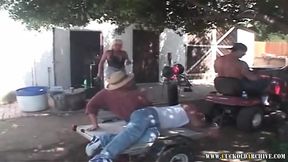 Busty Biker Wife Gets Gangbanged by Huge Cock
