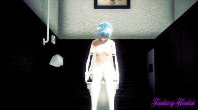 Rei Ayanami gets down on her knees in that white throne