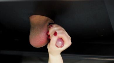Milking his load down my throat with smooth balls on the table