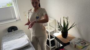 Masseuse Catches Client Jerking During Leg Massage - Then Lets Him Cum on Her Oily Tits