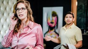 Big-boobed doll Annie King nicely screwed in the doggy style pose