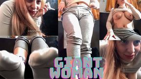 Giant woman... Tits, feet, smoke and saliva
