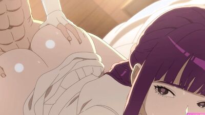 Brunette babe's Birthday gets spoiled by a massive load in Fern's Hentai