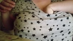 I massage my big tits. Thinking about my ex...