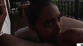 ”Petite amateur Thai teen Cherry sucking a fat white shaft”