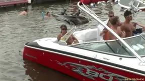 Sexy Topless Teen Teases with Nice Tits Outdoors Party Flirtation