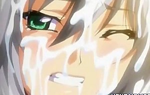 Pregnant hentai gets ass injection with an enema and cu