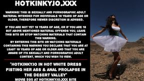 Hotkinkyjo in white dress enjoys deep penetration and butt&#x1F351; play in the desert
