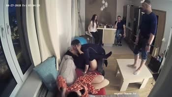 Horny Russian Couple's Wild House Party and Quick Sex