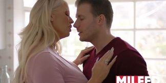 Stepson seduced by MILF with huge tits