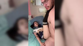 College in cute uniform receives fucked hard in all positions