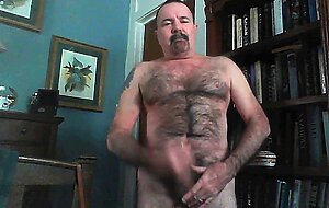 Nasty Hairy Daddy Jacks into a condom