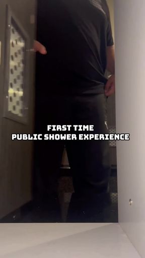 Tiny dude with hairy cock takes a shower in locker room