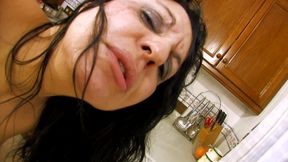 Arab Milf with natural big breast gets hard fucked in the kitchen