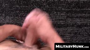 Muscular soldier Luis Parker with big dick jerks it raw and hard
