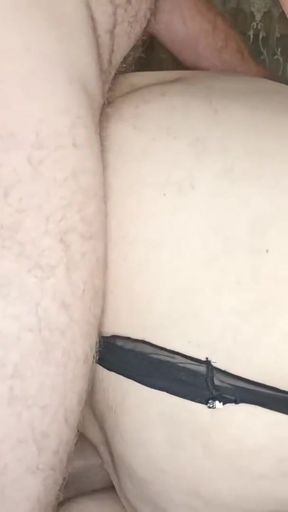 MILF in Black Lingerie Deepthroats, Gets Ass Teased Then Anal and Cum Smeared on Big Ass   Clip 1