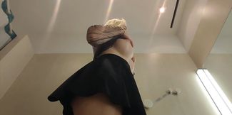 Try On Haul Transparent Clothes, Sexy blonde try on haul Clothes at the mall. Public fetish