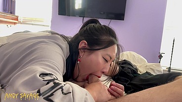Morning POV BLOWJOB from asian whore