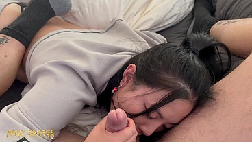 Morning POV BLOWJOB from asian whore