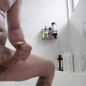 Shower wank and cum