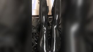 Pvc chick Having Fun with herself inside a Russian Gas Mask