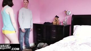 Family Strokes - Mischievous barely legal Yo Hottie Bribes Her New Step Brother By Gagging On His Huge Dong