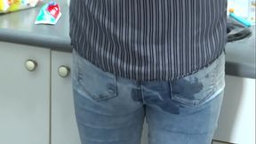 Our maid'_s husband gives me a big cumshot in my ass with the jean on