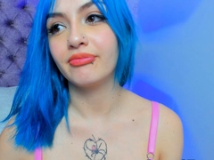 Blue Hair Lady Using Her Fingers to Pleasure Herself