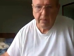 old man jerking his big dick