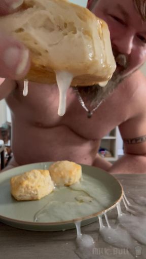 Muscle Man Pumps 20+ Ropes of Cum Onto His Breakfast