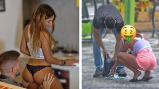 Sexy Brazilian Gold Digger Changes Her Attitude When She Sees His Cash