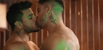 Marvelous men kiss and make out in addictive anal positions