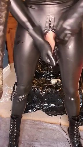 Latex Doll - fuck machine & amp, e-stim chastity training