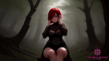 The Crimson Vampire's Forest Seduction - [AI Porn]
