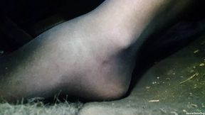 Driving Mercedes-Benz SLK with Pantyhose Pedal Side View ONLY